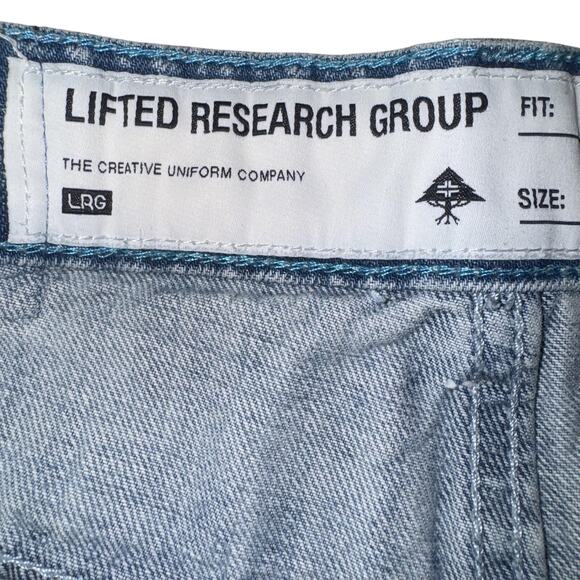 LRG Denim Shorts Mens 33 Light Wash Distressed Ripped Cutoff Raw Hem B160002Q - Picture 1 of 16